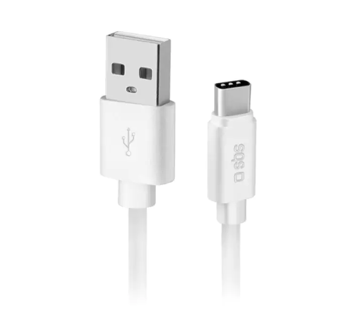 SBS Cavo dati in silicone 1 m - Connettori USB a USB-C - (SBS TECABLPOLOTYPECW CAVO TYP C WHT)