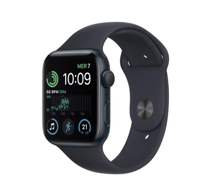 Apple Watch SE GPS 44mm Cassa in Alluminio color Mezzanotte con Cinturino Sport Band Mezzanotte - Regular - (APL WATCH SE GPS 44 MDN-AL MNK03TY/A)