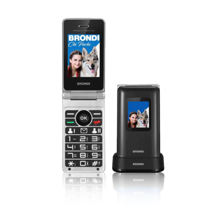 CELLULARE BRONDI AMICO PREZIOSO FLIP BLACK METAL DUAL