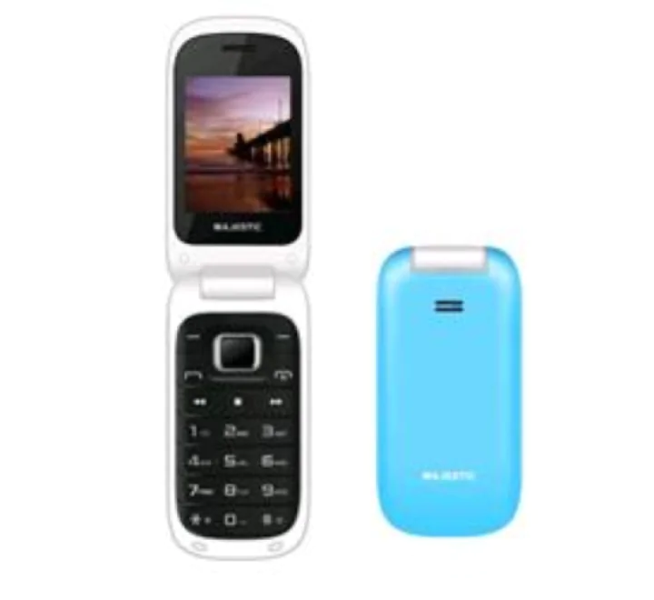 CELLULARE MAJESTIC TLF LUCKY 48 FLIP UMTS 2.4 TELEFONO UMTS DISPLAY A COLORI FOTOCAMERA TASTO SOS RADIO ITALIA CELESTE