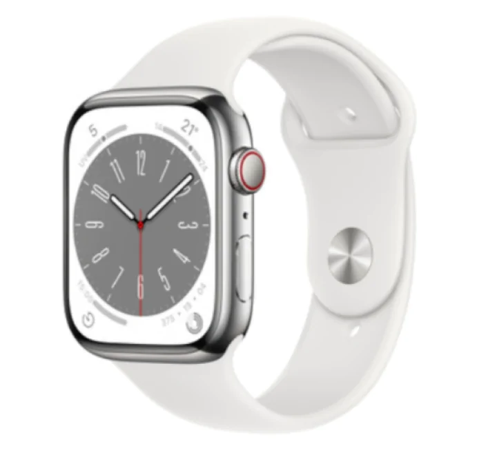 SMARTWATCH APPLE SERIE 8 GPS + CELLULAR CASSA 41mm ARGENTO CINTURINO SPORT BIANCO TIM ITALIA